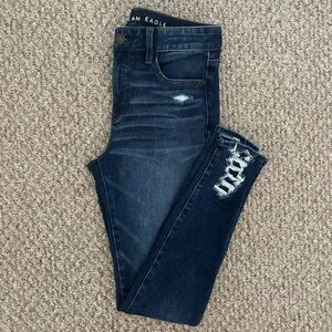American Eagle The Dream Jean Dark Wash Distressed High Rise Skinny Jean